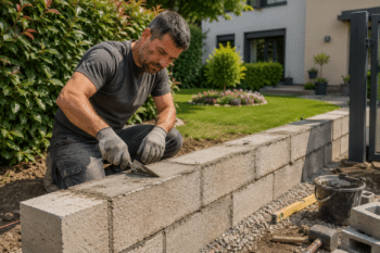 Construction de muret extérieur à Sainte-Catherine
