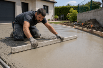 Création d’une dalle béton pour abri de jardin à Saint-Laurent-Blangy